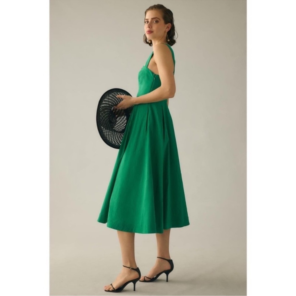 Anthropologie Green Midi Dress *zipper needs replacing. - Picture 3 of 10